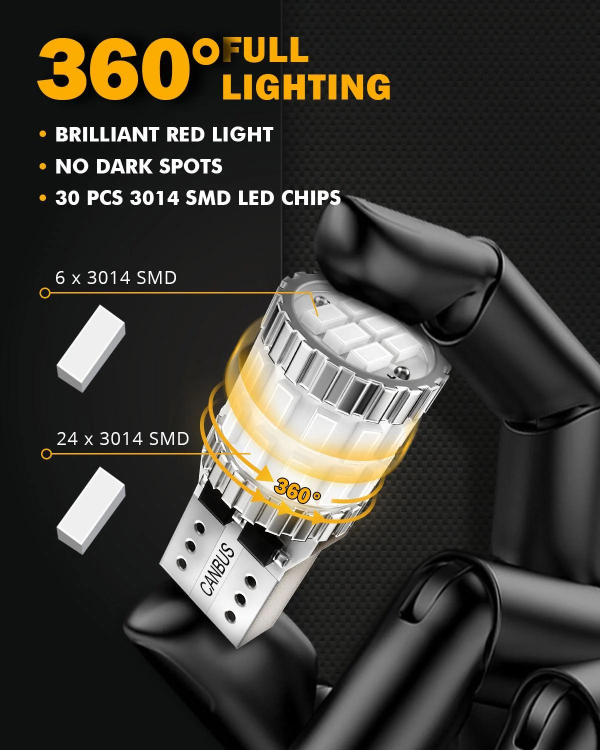 168 2825 W5W T10 LED License Plate/Side Marker/Interior Light Bulbs 3W 400% Brighter Canbus Error Free Red B1 Series | 2 Bulbs - Image 3