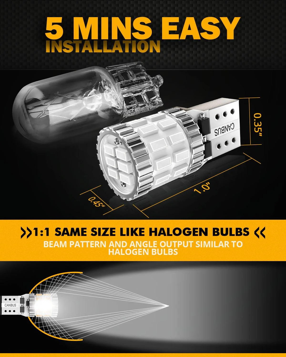 168 2825 W5W T10 LED License Plate/Side Marker/Interior Light Bulbs 3W 400% Brighter Canbus Error Free Red B1 Series | 2 Bulbs - Image 6