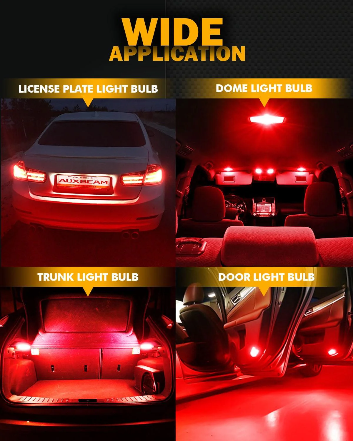 168 2825 W5W T10 LED License Plate/Side Marker/Interior Light Bulbs 3W 400% Brighter Canbus Error Free Red B1 Series | 2 Bulbs - Image 9