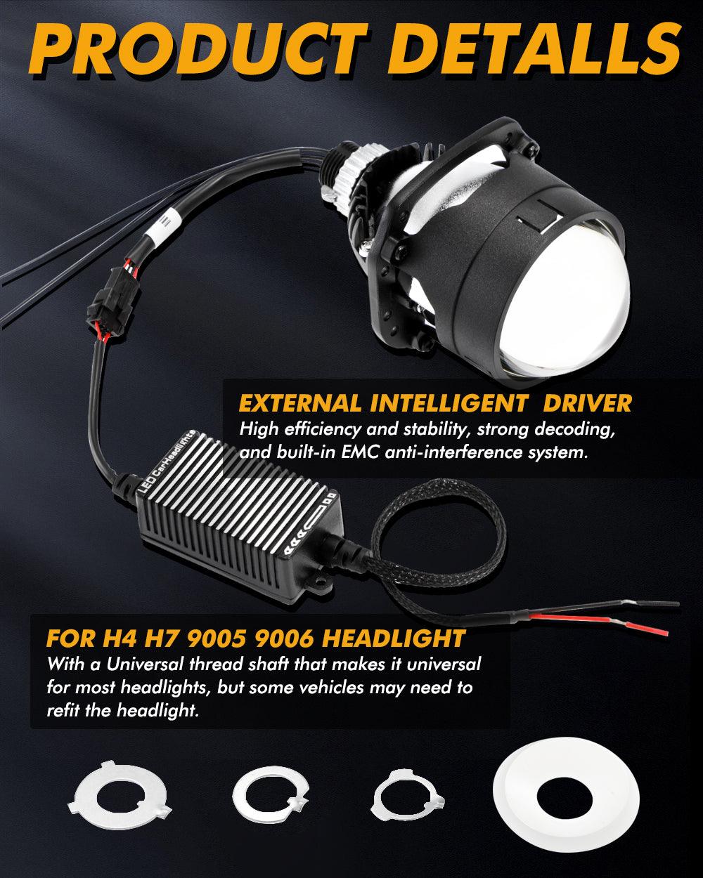 2.5 Inch 80W 6000K Bi-LED Projector Lens Headlight S8 Series Non-Destructive Installation Projector Lens for Car | 2PCS/Set - Image 6