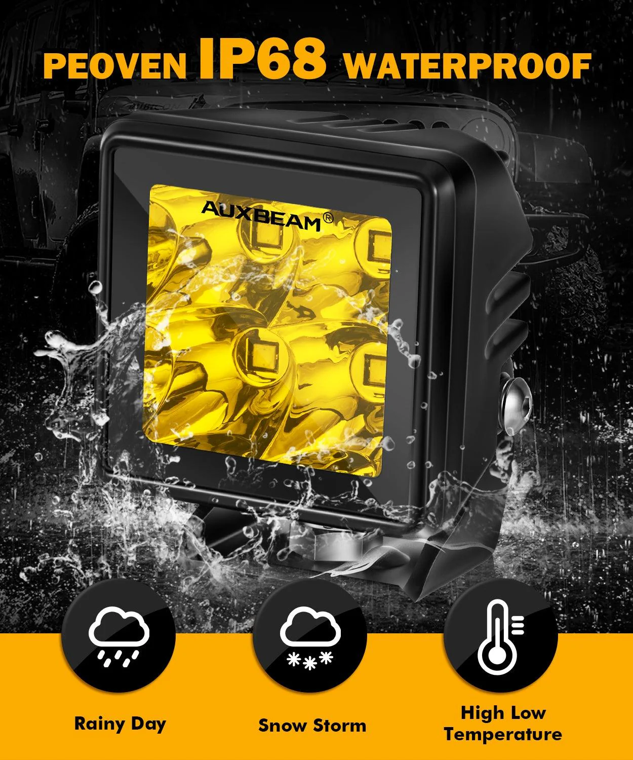 2 Inch 40W 4000LM LED Pod Amber Spot Offroad Light - Image 4