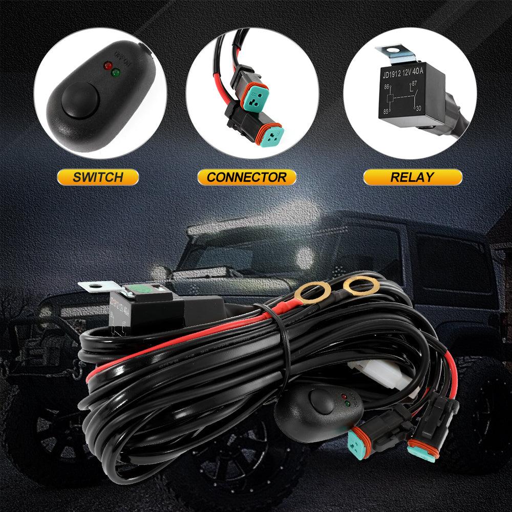 (2 Leads 16AWG) DT Connector LED Light Bar Wiring Harness Kit with Fuse 12V 40A Relay ON/OFF Switch - Image 4