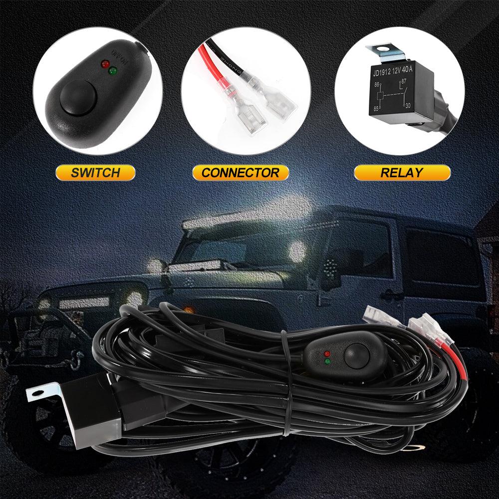 (2 Leads 16AWG) LED Light Bar Wiring Harness Kit with Fuse 12V 40A Relay ON/OFF Switch - Image 4