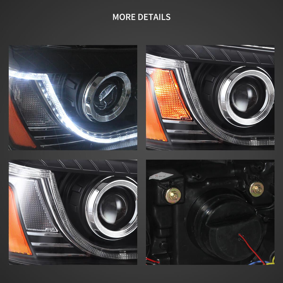 LED Headlight Assembly Dual Beam Projector Black For 2004-2007 Toyota Highlander 1th Gen (XU20) Facelift - Image 3
