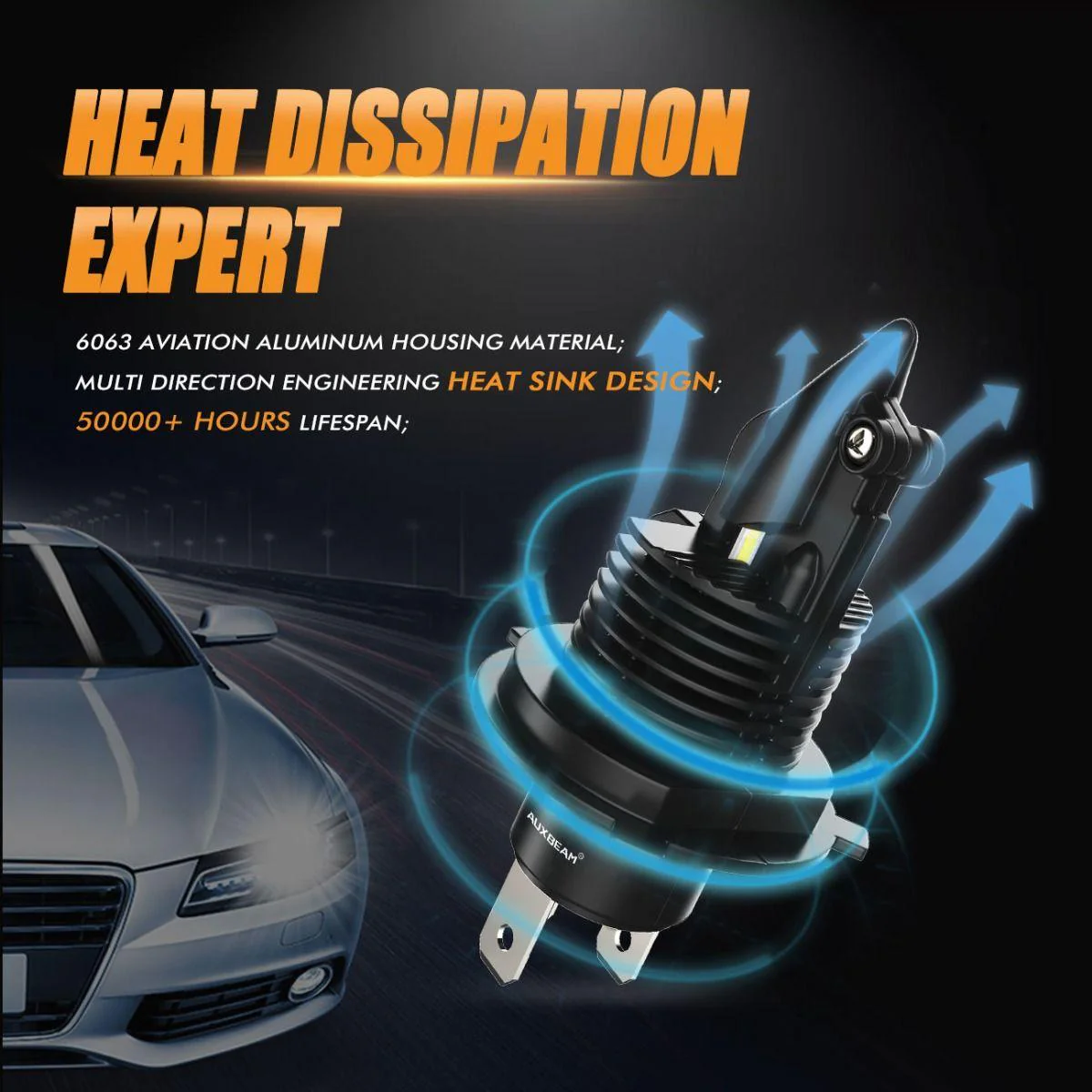 For 2005-2011 Toyota Tacoma H4/9003 Q10 Series Fanless&Wireless 1:1 Halogen Size 6500K LED Light Bulbs High Low Beam Bundle - Image 6