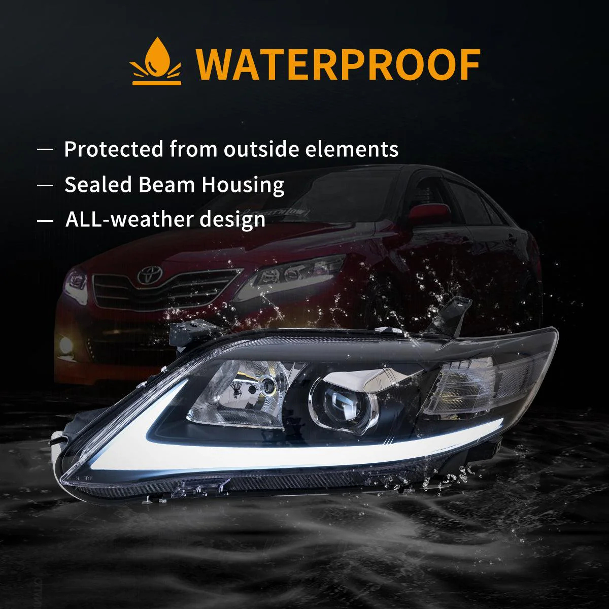LED Headlight Assembly Projector For 2010-2011 Toyota Camry 6th Gen XV40 Facelift Regular Models Sedan - Image 8