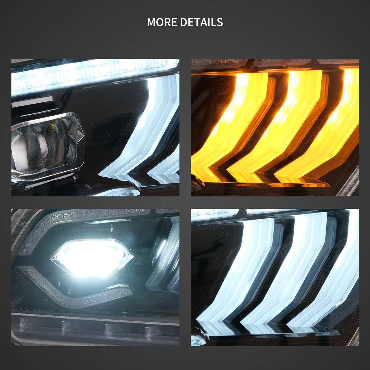 DOP APPROVED LED Headlight Assembly Dual Beam Projector Black For 2010-2014 Ford Mustang 5th Gen Facelifted - Image 5
