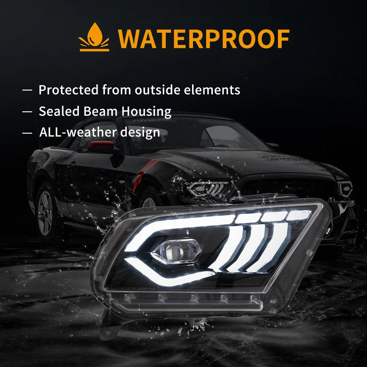 DOP APPROVED LED Headlight Assembly Dual Beam Projector Black For 2010-2014 Ford Mustang 5th Gen Facelifted - Image 9