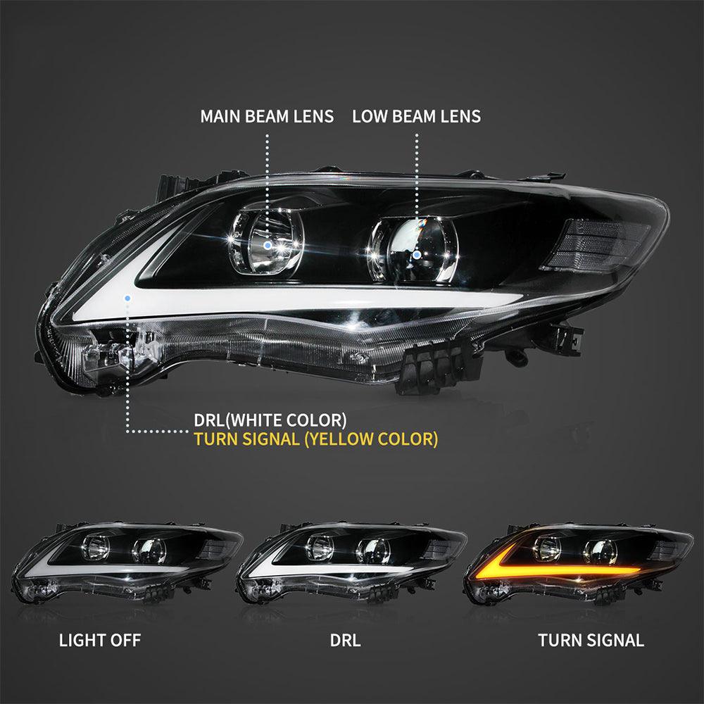 LED Headlight Assembly Projector Black For 2011-2013 Toyota Corolla 10th Gen (E140 Wide-Body) Facelift - Image 4