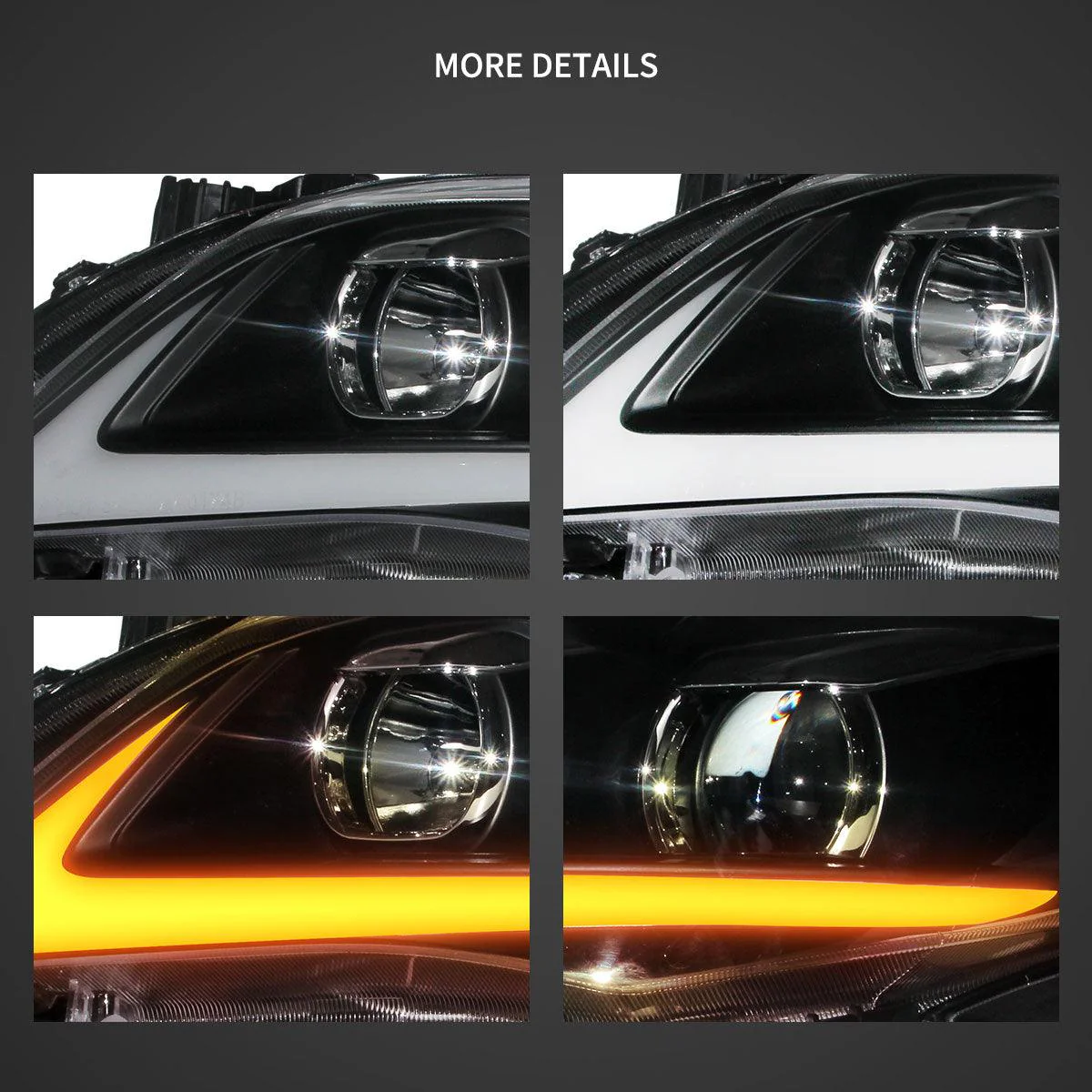 LED Headlight Assembly Projector Black For 2011-2013 Toyota Corolla 10th Gen (E140 Wide-Body) Facelift - Image 5