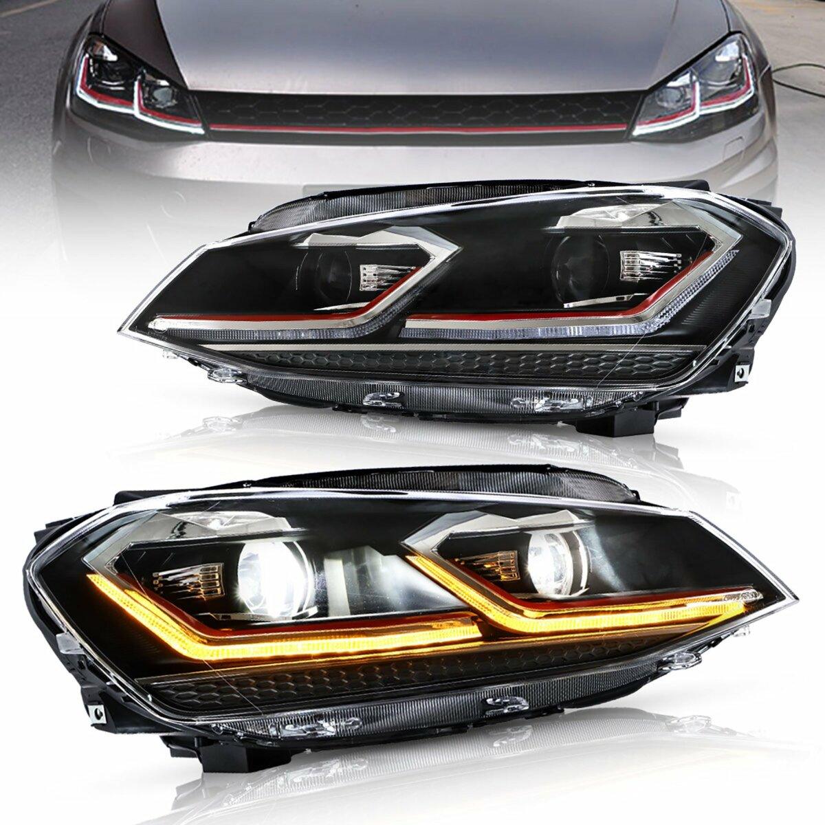 LED Headlight Assembly Projector Black For 2012-2017 Volkswagen Golf 7th Gen (Mk7, Typ 5G) - Image 10