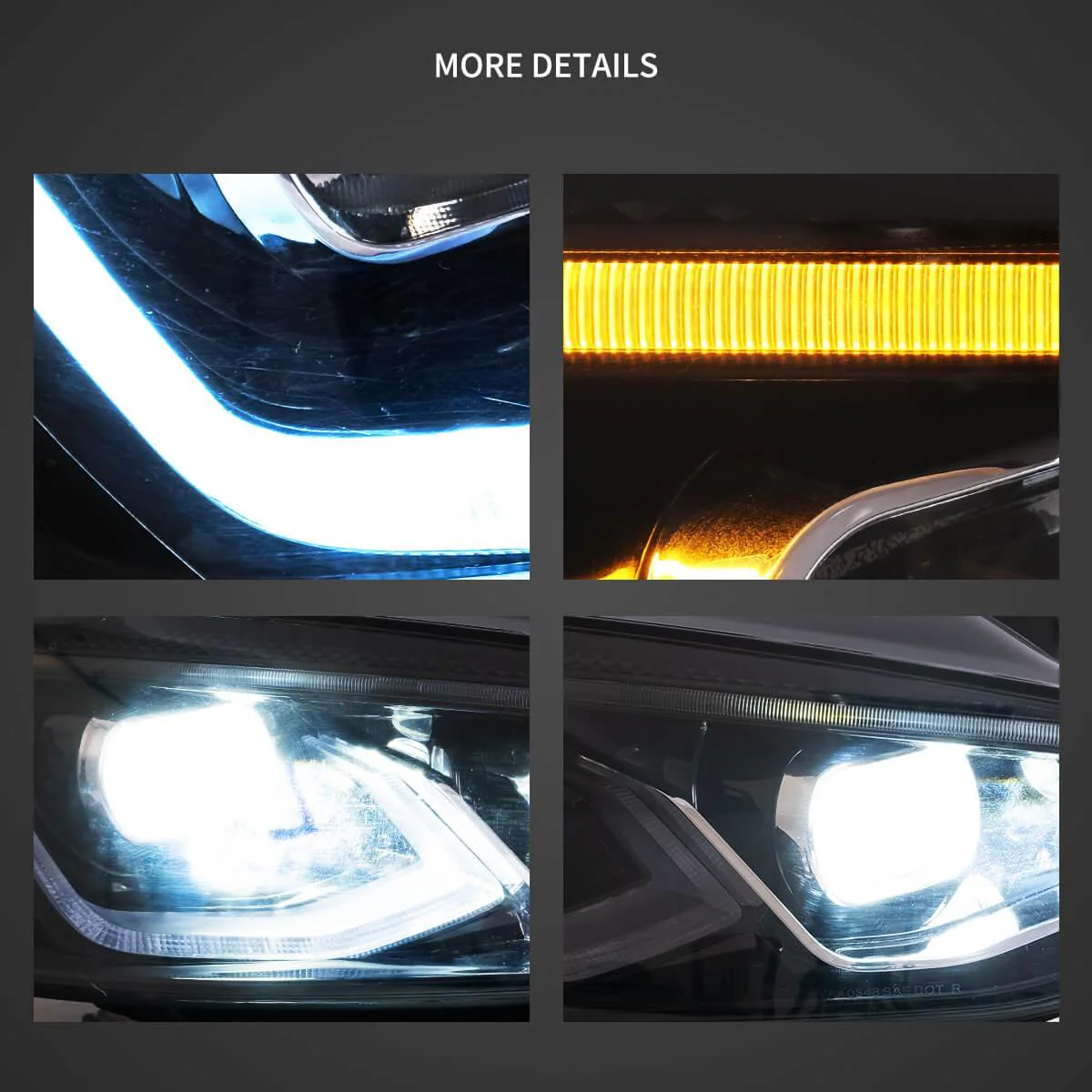 LED Headlight Assembly HID Dual Beam Projector Black For 2014-2017 Volkswagen Golf 7th Gen (Mk7, Typ 5G) Hatchback - Image 3