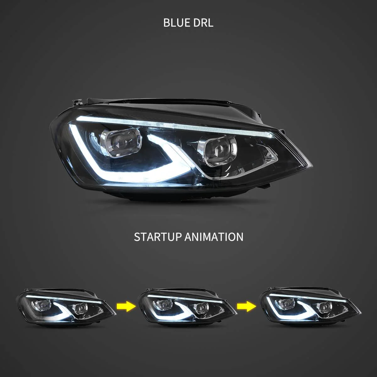 LED Headlight Assembly HID Dual Beam Projector Black For 2014-2017 Volkswagen Golf 7th Gen (Mk7, Typ 5G) Hatchback - Image 5