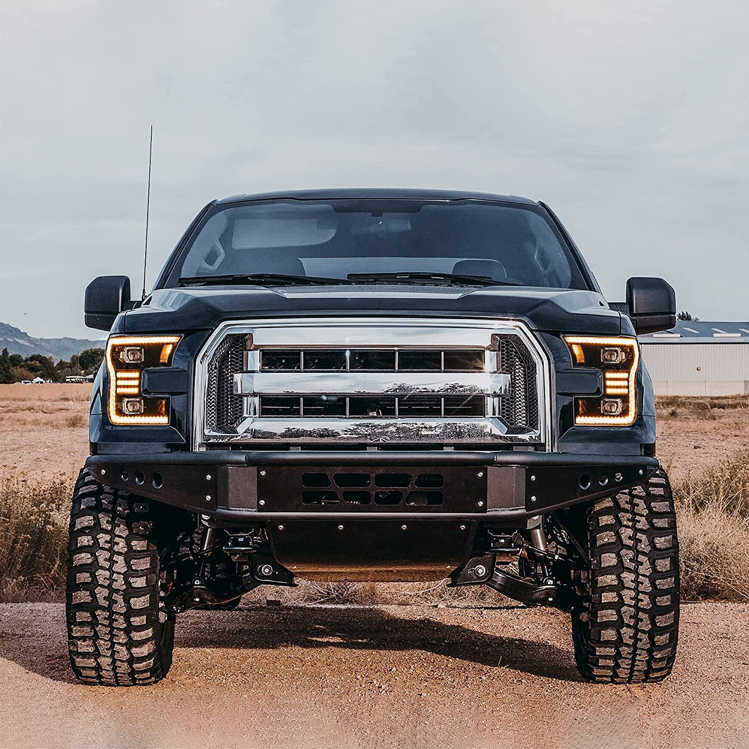 LED Headlight Assembly Dual Beam Projector Black For 2015-2017 Ford F150 (Fit Factory Halogen Version Only) - Image 10