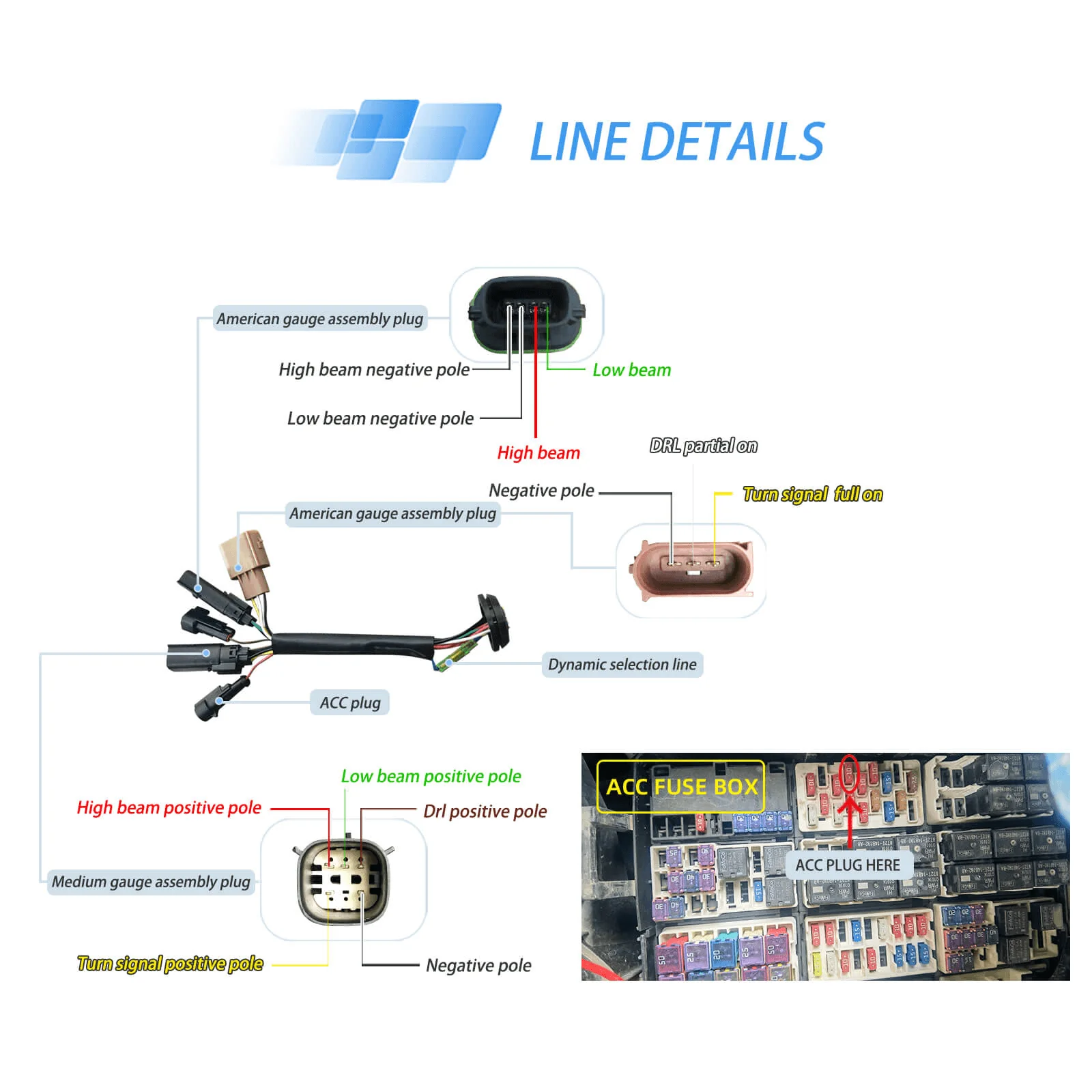 LED Headlight Assembly Dual Beam Projector Black For 2015-2017 Ford F150 (Fit Factory Halogen Version Only) - Image 7