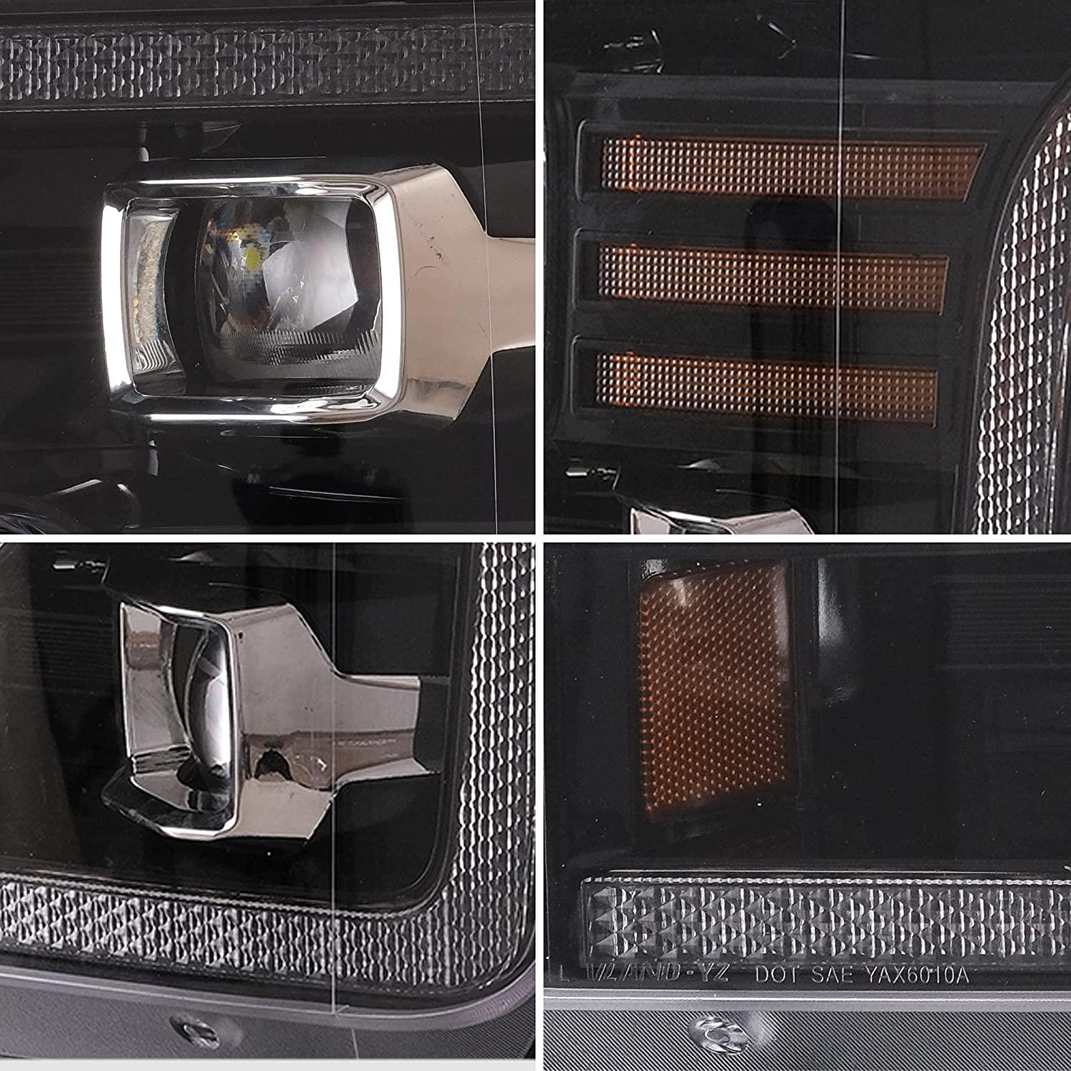 LED Headlight Assembly Dual Beam Projector Black For 2015-2017 Ford F150 (Fit Factory Halogen Version Only) - Image 8