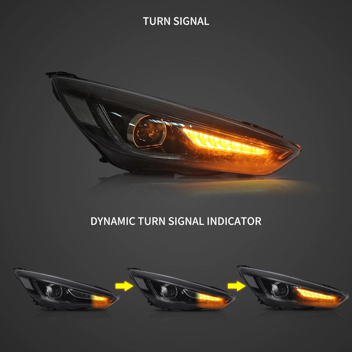 LED Headlight Assembly Dual Beam Projector Black For 2015-2018 Ford Focus 3th Gen Mark III Facelift - Image 6