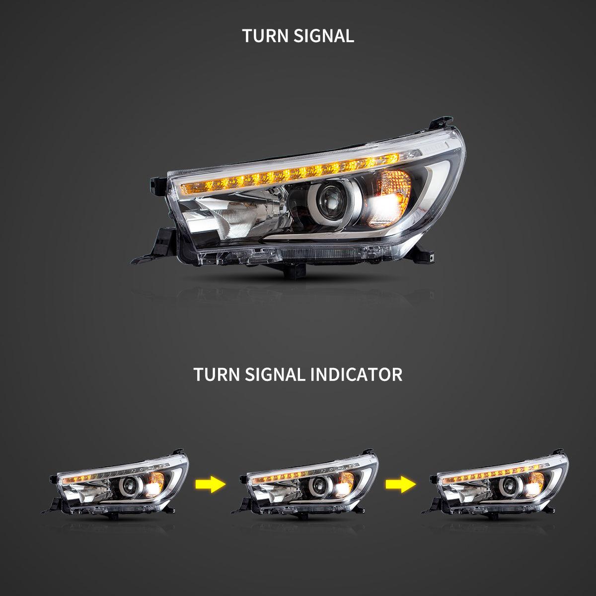 LED Headlight Assembly Dual Beam Projector Black For 2015-2020 Toyota Hilux SR5 8th Gens (GUN125, GUN126R) Pre-Facelift - Image 4