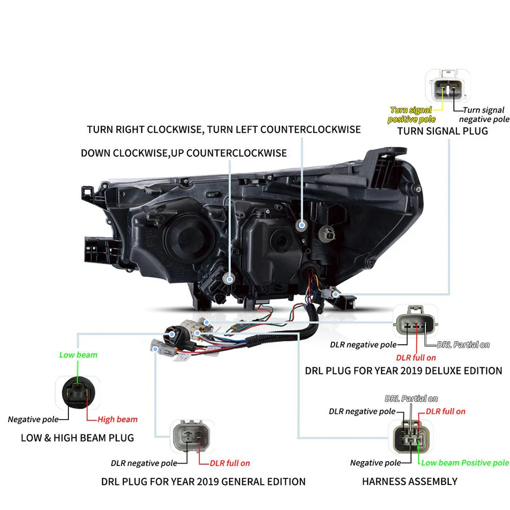 LED Headlight Assembly Dual Beam Projector Black For 2015-2020 Toyota Hilux SR5 8th Gens (GUN125, GUN126R) Pre-Facelift - Image 7