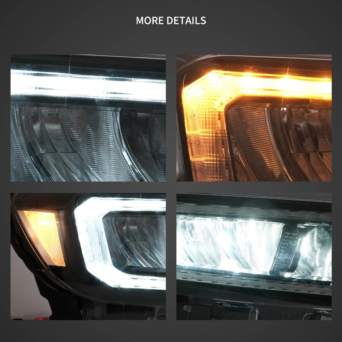 LED Headlight Assembly Matrix Projector Black For 2016-2021 Ford Ranger 3th Gen P375 [Inrternational Types] Facelift - Image 6