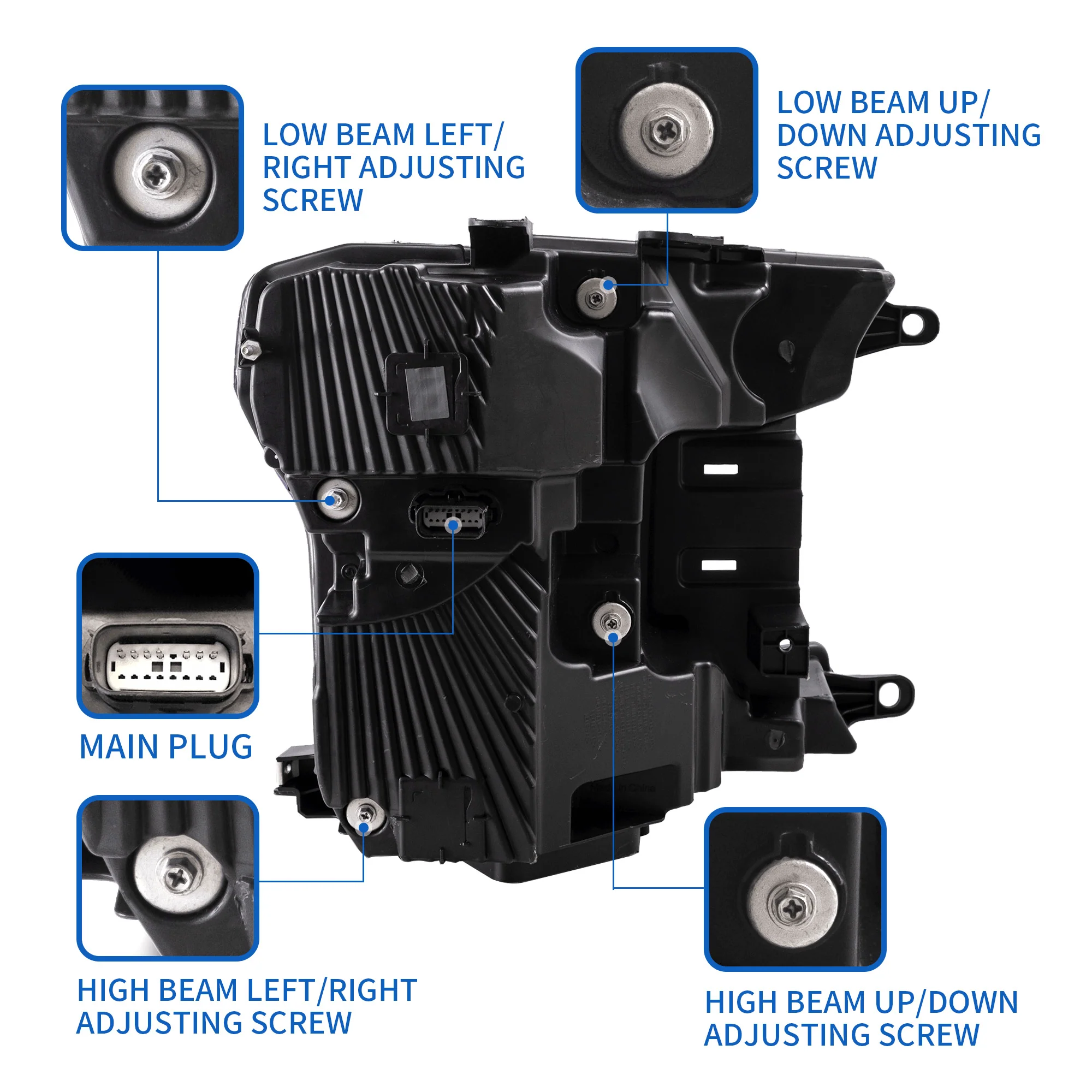 LED Headlight Assembly Dual Beam Projector Black For 2018-2020 Ford F150 13th Gen - Image 3