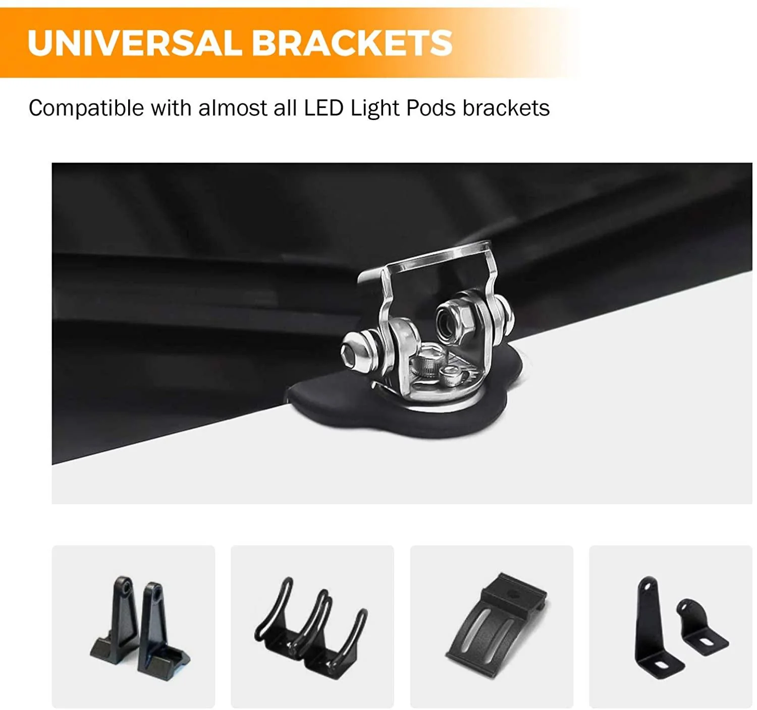 Universal LED Light Bar Mounting Brackets Adjustable Pillar Hood for Offroad Jeep SUV Truck - Image 3