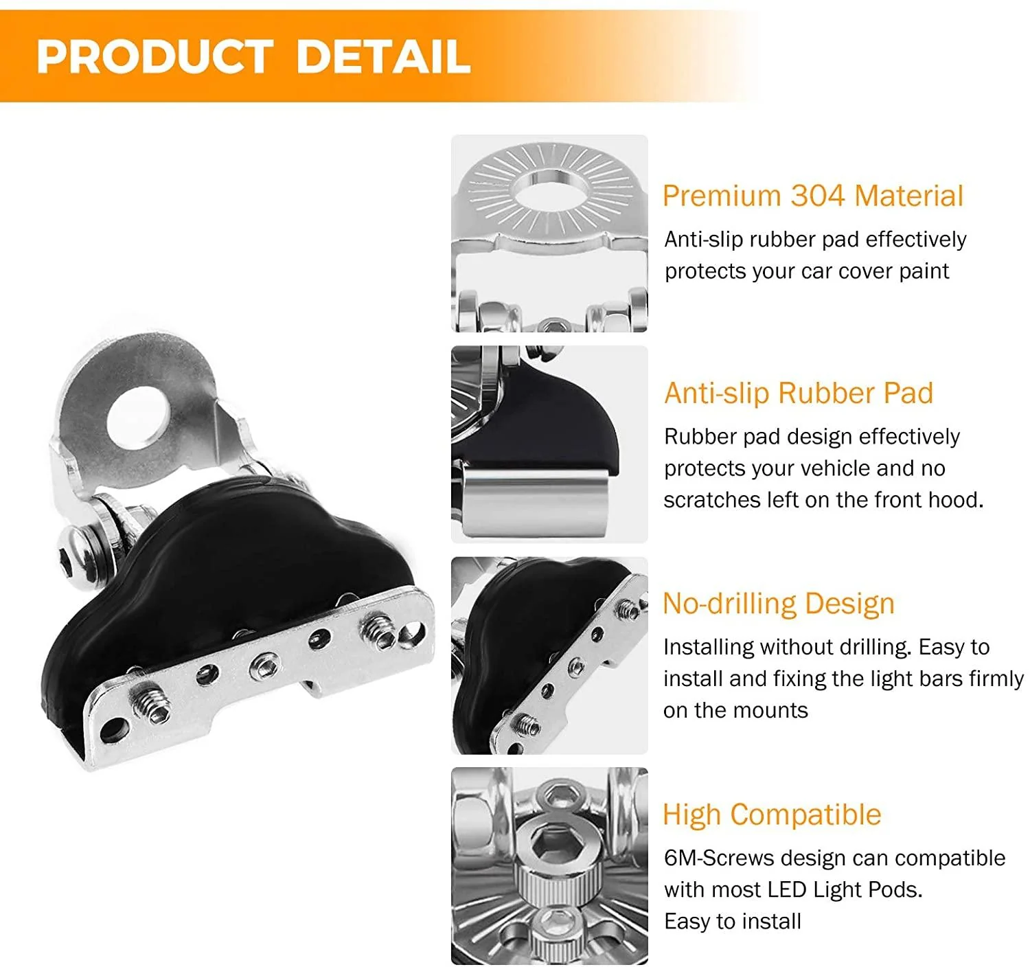 Universal LED Light Bar Mounting Brackets Adjustable Pillar Hood for Offroad Jeep SUV Truck - Image 4