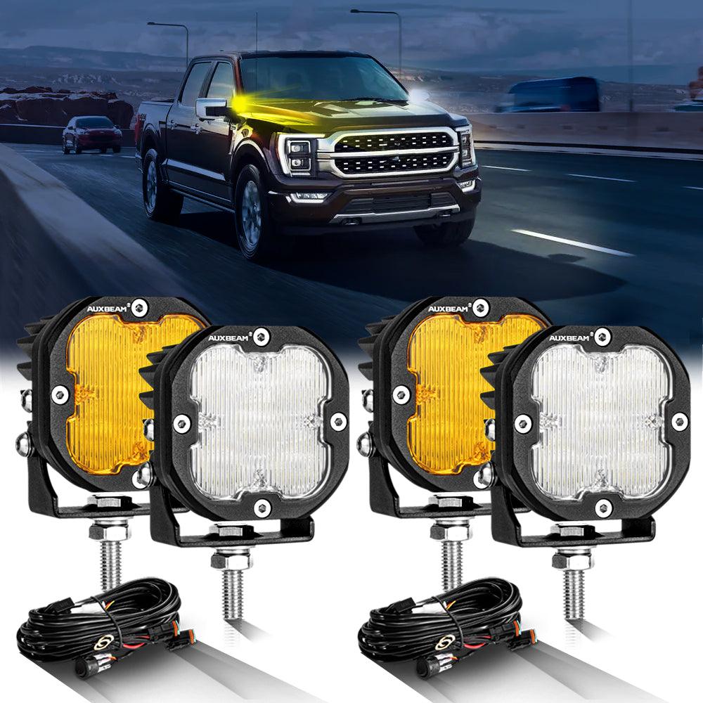 3 Inch 80W 9600LM LED Pods Lights White&Amber for FORD - Image 25