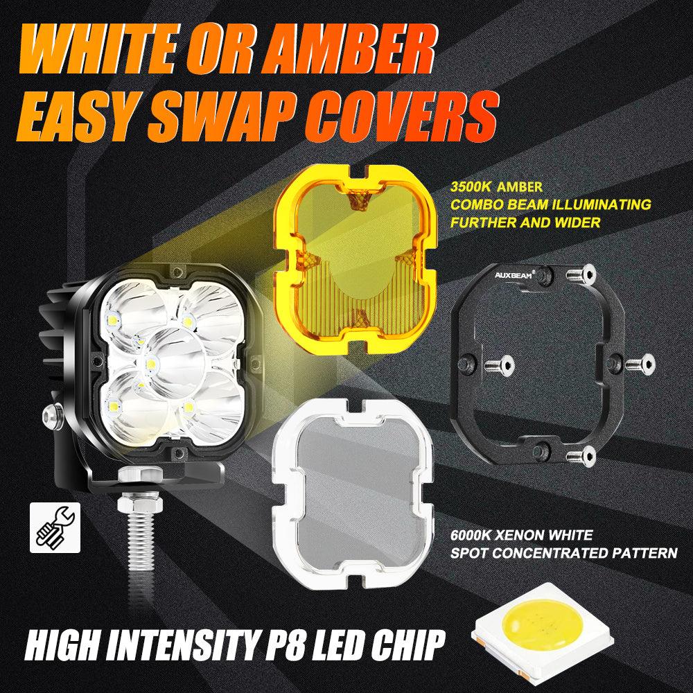 3 Inch 80W 9600LM LED Pods Lights White&Amber for FORD - Image 3