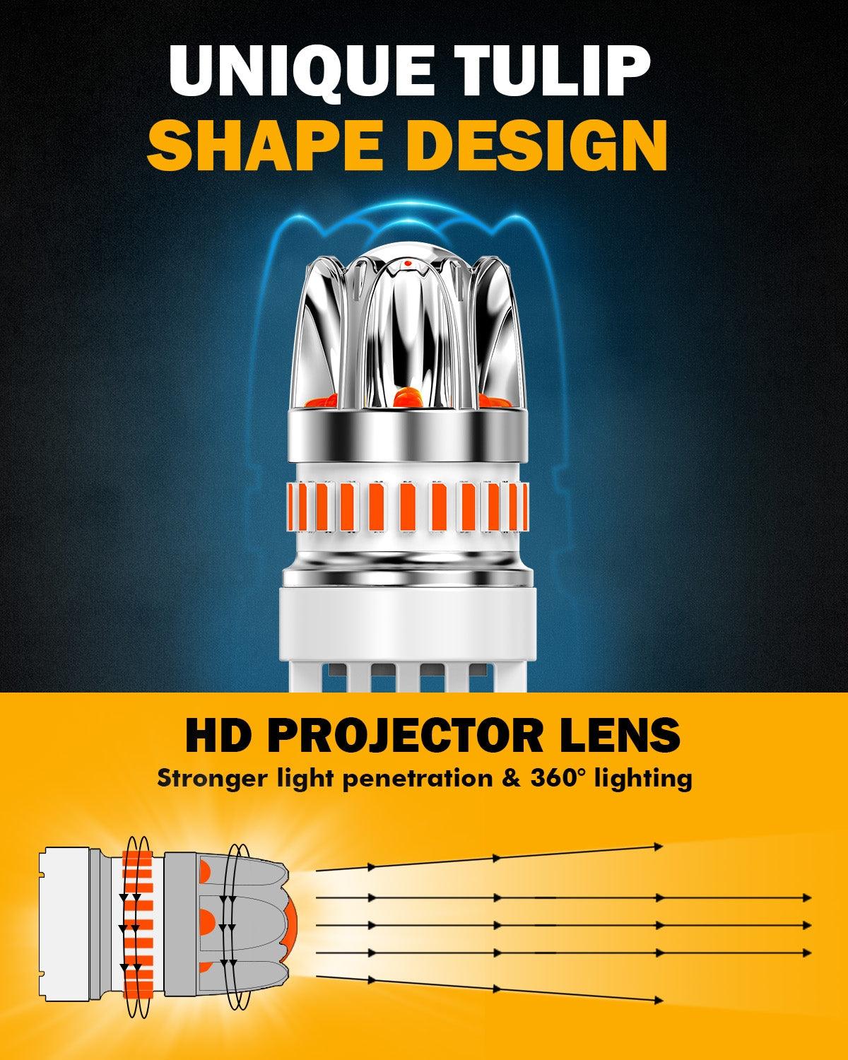 T25 3157 3156 LED Brake/Tail Light Bulbs 14W 6000LM CAN-Bus Error Free Red Y2 Series | 2 Bulbs - Image 4