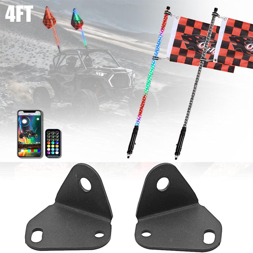 3FT/4FT LED RGB Whip Lights & Rear Pillar Flagpole Light Brackets Combo for Can-Am Maverick X3 2017 2018 2019 2020 2021 - Image 17