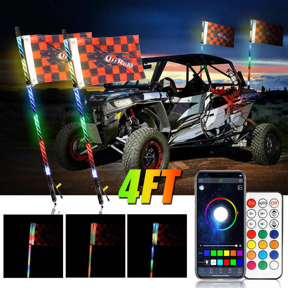 (2pcs/set) 3FT/4FT LED RGB Whip Lights with Turn Signal & Brake Light, Bluetooth APP/ Remote Control - Image 20