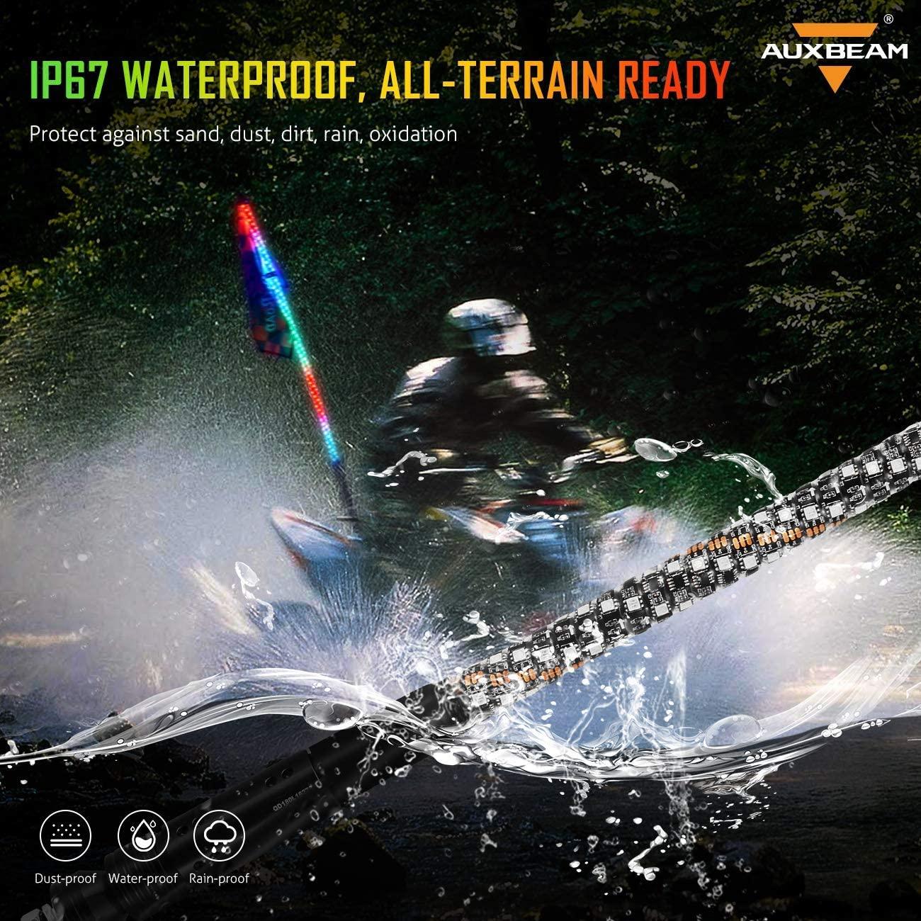 (2pcs/set) 3FT/4FT LED RGB Whip Lights with Turn Signal & Brake Light, Bluetooth APP/ Remote Control - Image 8