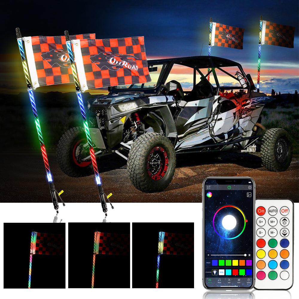 (2pcs/set) 3FT/4FT LED RGB Whip Lights with Turn Signal & Brake Light, Bluetooth APP/ Remote Control - Image 9