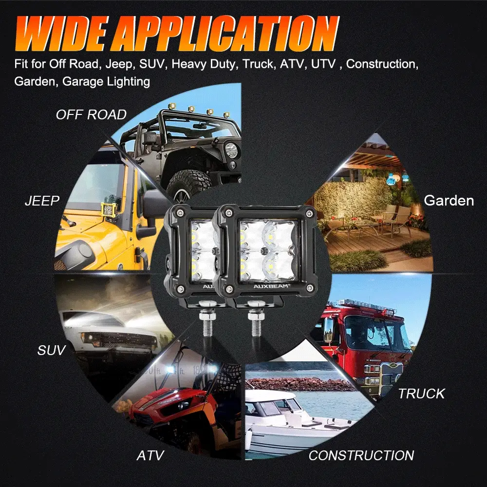 3 Inch 40W LED Pods Light Spot/Flood Multicolor frame with wiring harness for SUV ATV UTV Trucks Pickup Boat - Image 7