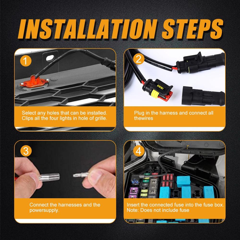 (3pcs/set) LED Front Grille Lights Raptor Style Amber Light Universal Car Modification (Amber shell/ Smoked shell) - Image 5