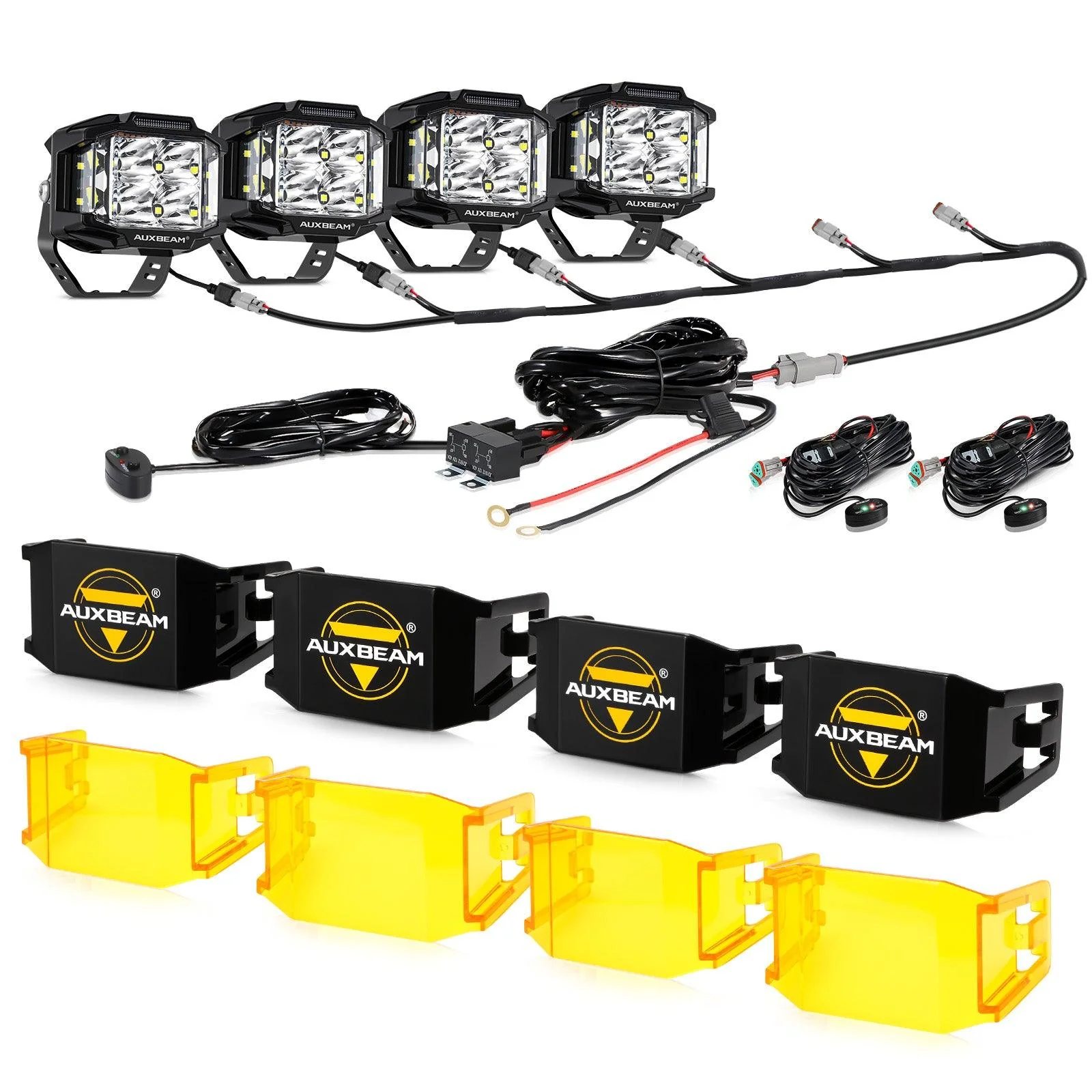 V-MAX Series | 4 Inch 92W 8960LM Spot Beam Side Shooter LED Square Pod Lights with Amber DRL - Image 17