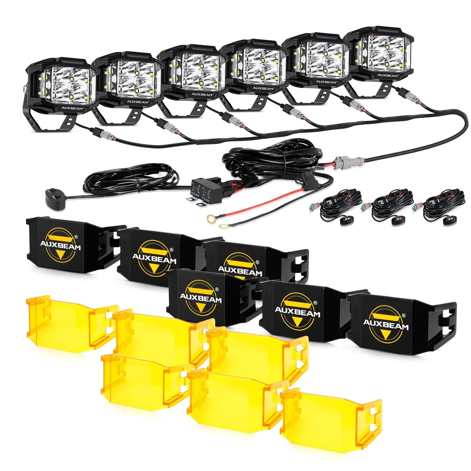 V-MAX Series | 4 Inch 92W 8960LM Spot Beam Side Shooter LED Square Pod Lights with Amber DRL - Image 18