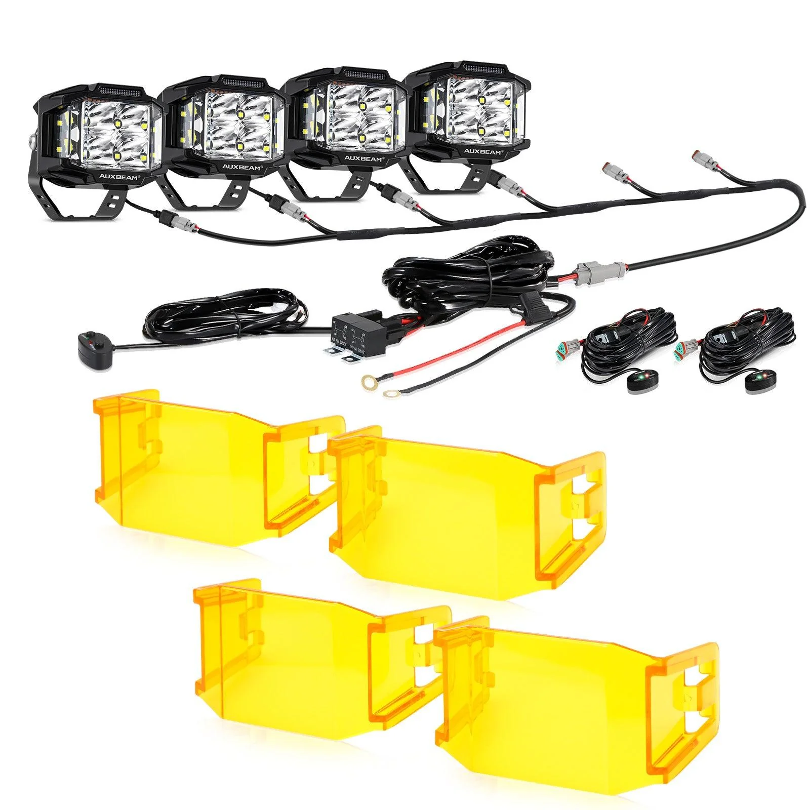 V-MAX Series | 4 Inch 92W 8960LM Spot Beam Side Shooter LED Square Pod Lights with Amber DRL - Image 19