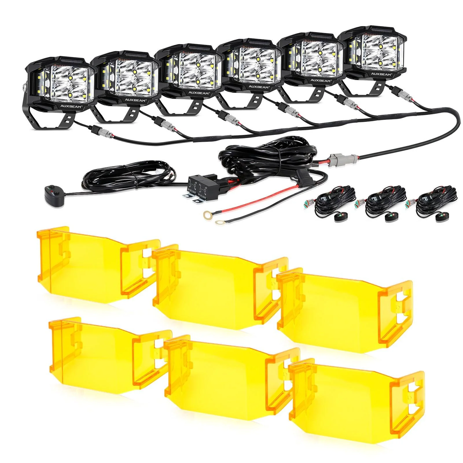 V-MAX Series | 4 Inch 92W 8960LM Spot Beam Side Shooter LED Square Pod Lights with Amber DRL - Image 20