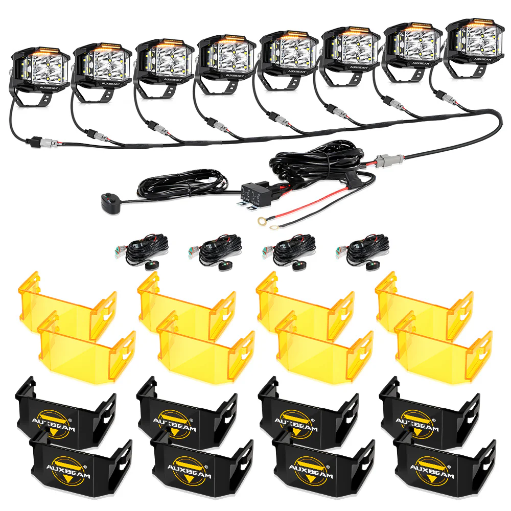 V-MAX Series | 4 Inch 92W 8960LM Spot Beam Side Shooter LED Square Pod Lights with Amber DRL - Image 23