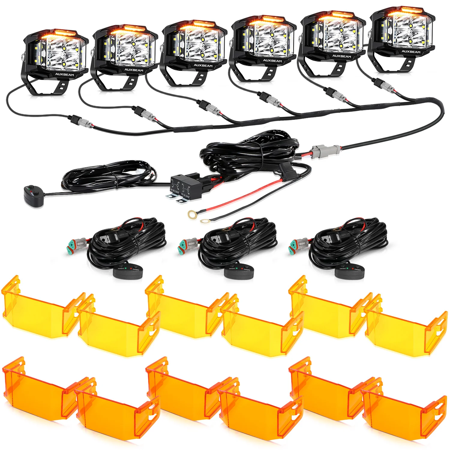 V-MAX Series | 4 Inch 92W 8960LM Spot Beam Side Shooter LED Square Pod Lights with Amber DRL - Image 26