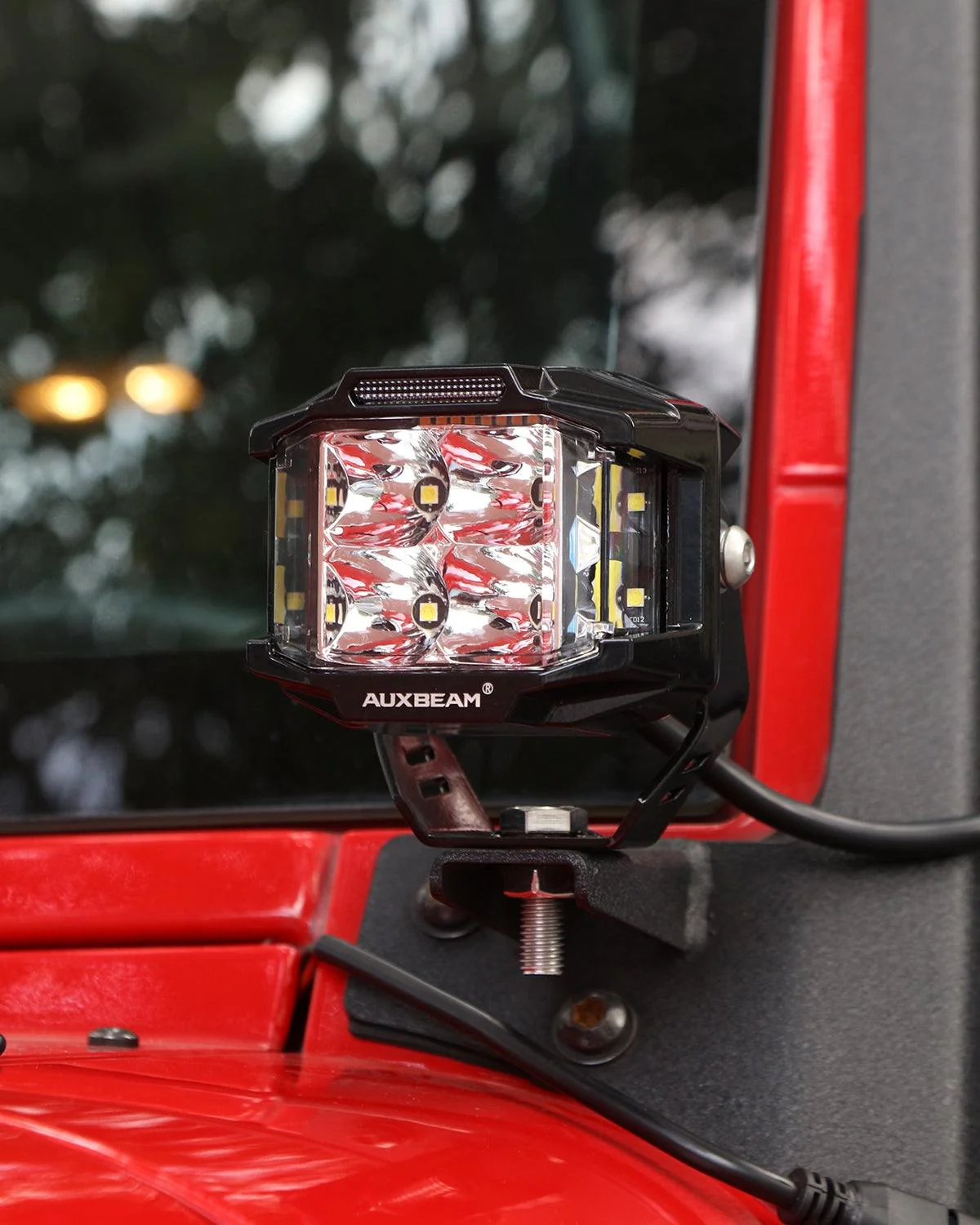 V-MAX Series | 4 Inch 92W 8960LM Spot Beam Side Shooter LED Square Pod Lights with Amber DRL - Image 7