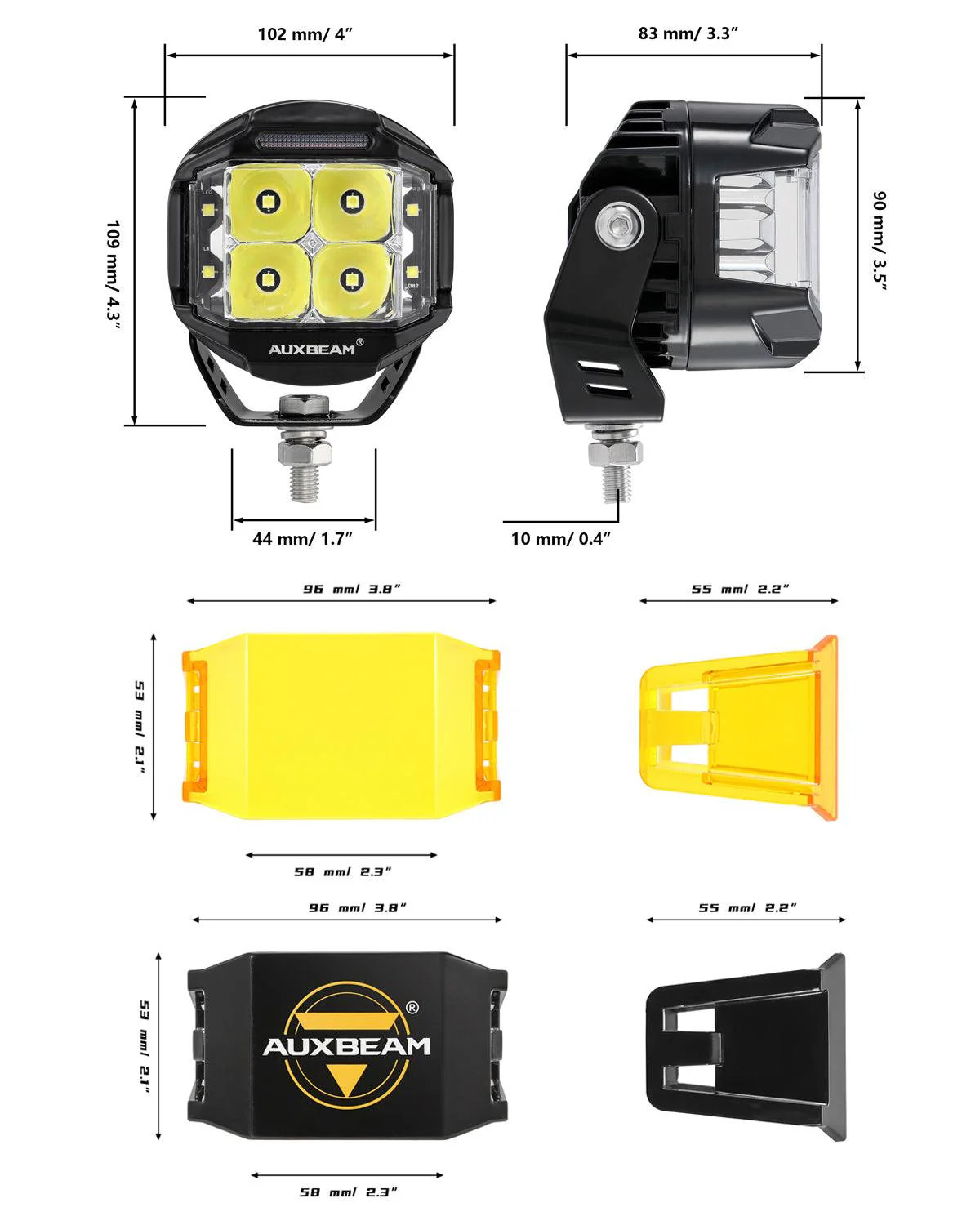 V-MAX Series | 4 Inch 92W 8960LM Spot Beam Side Shooter LED Round Pod Lights with Amber DRL - Image 12