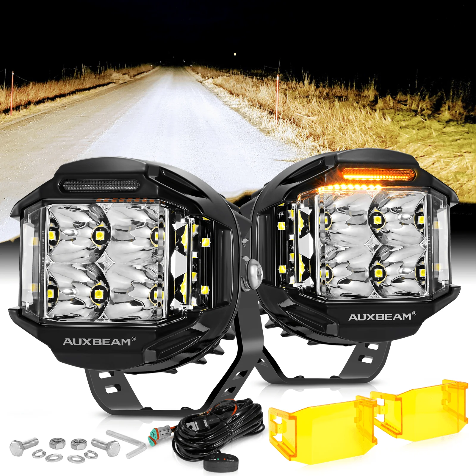 V-MAX Series | 4 Inch 92W 8960LM Spot Beam Side Shooter LED Round Pod Lights with Amber DRL - Image 16