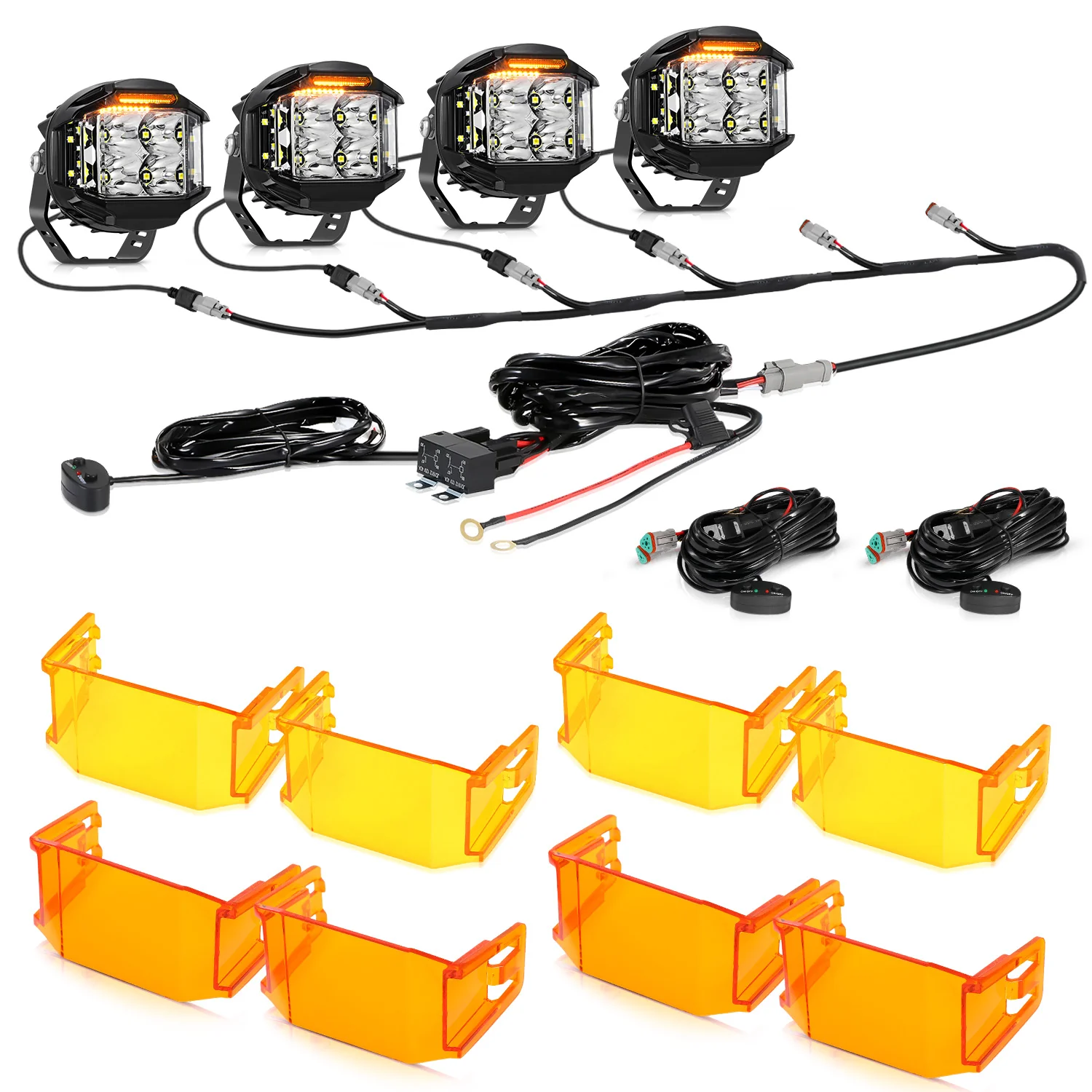 V-MAX Series | 4 Inch 92W 8960LM Spot Beam Side Shooter LED Round Pod Lights with Amber DRL - Image 24