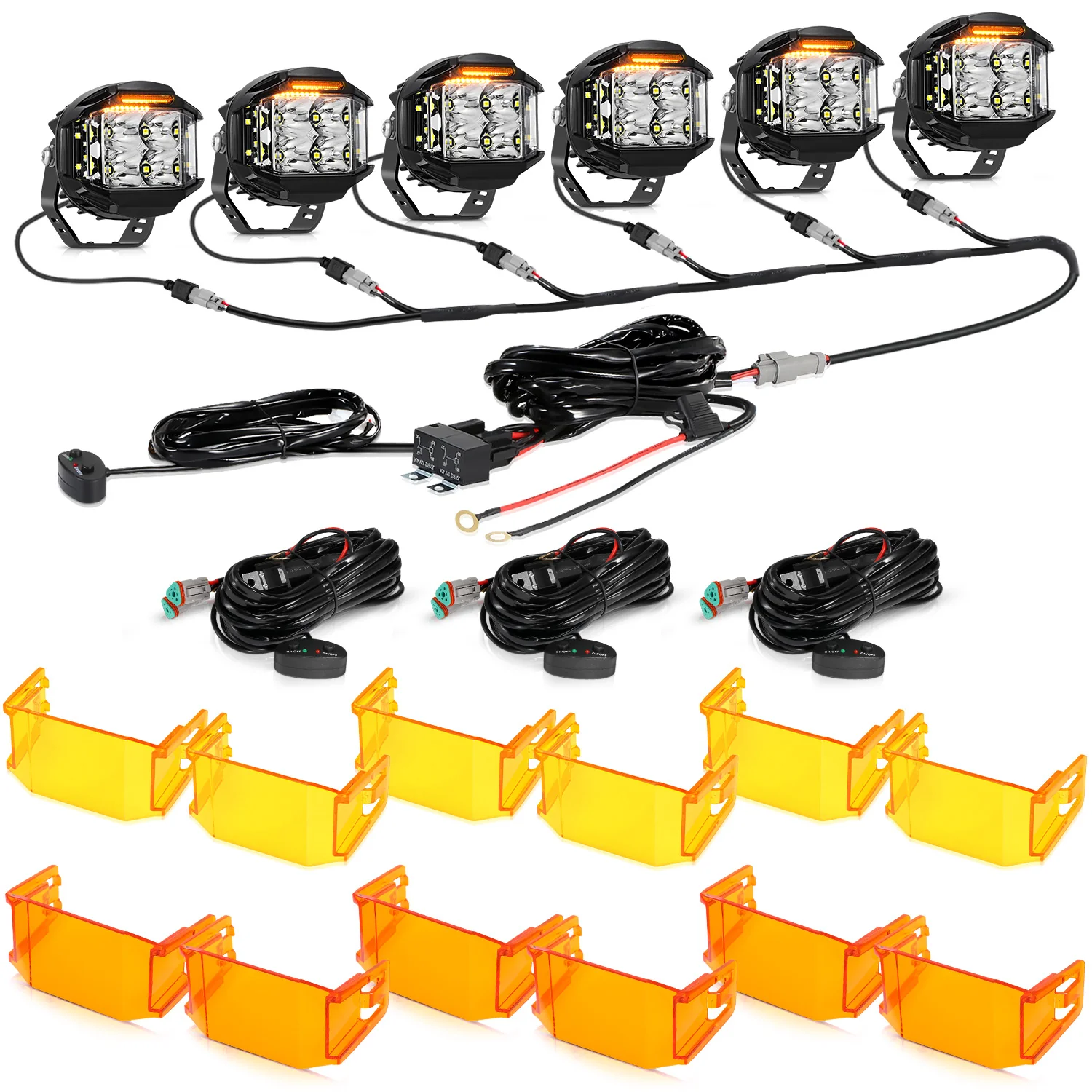 V-MAX Series | 4 Inch 92W 8960LM Spot Beam Side Shooter LED Round Pod Lights with Amber DRL - Image 25