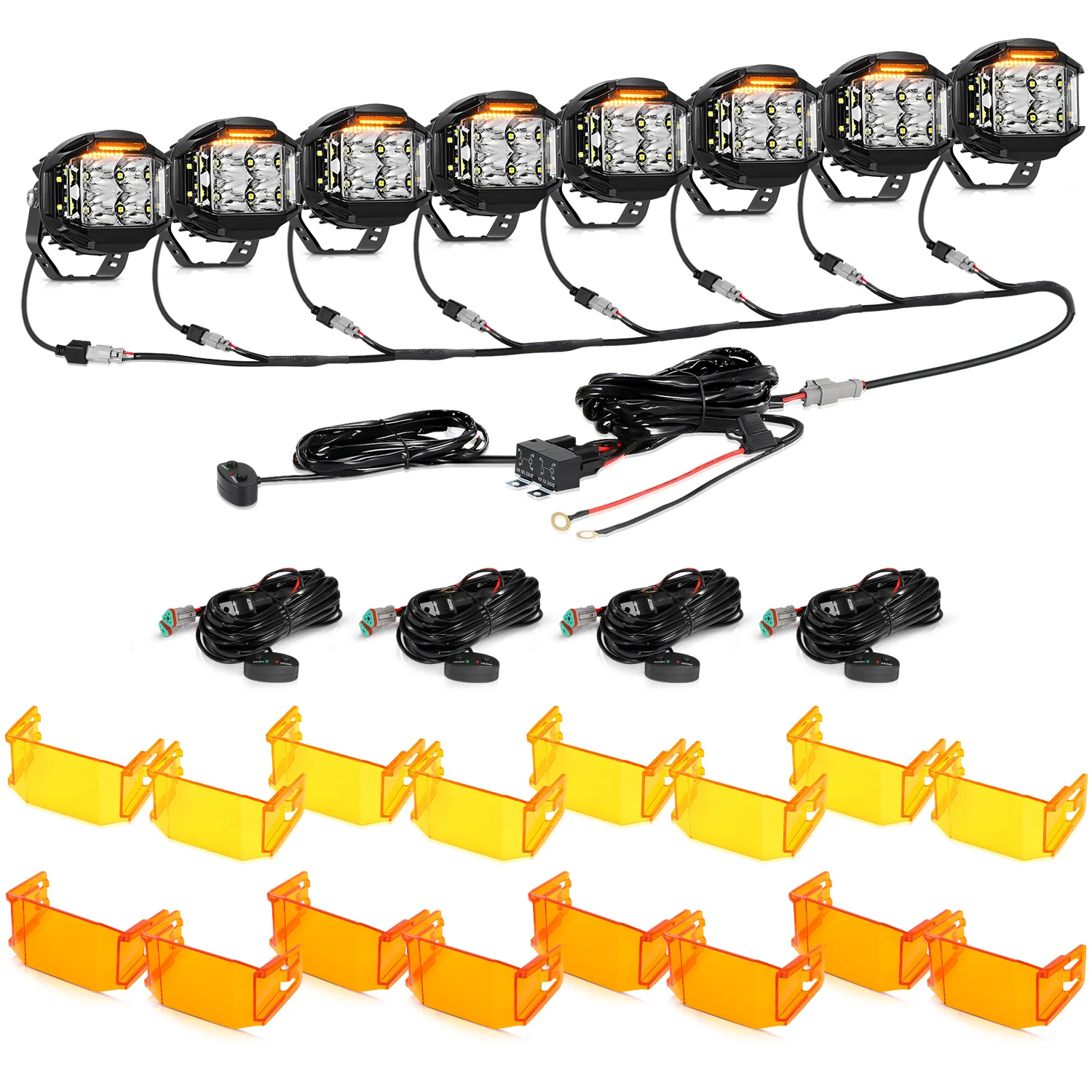 V-MAX Series | 4 Inch 92W 8960LM Spot Beam Side Shooter LED Round Pod Lights with Amber DRL - Image 26