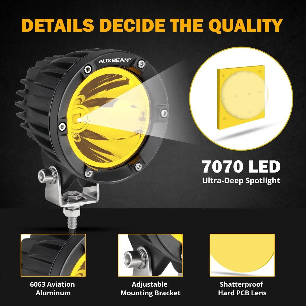 C4 Series | 4 Inch 100W Spot Round LED Pods Amber LED Driving Lights - Image 3