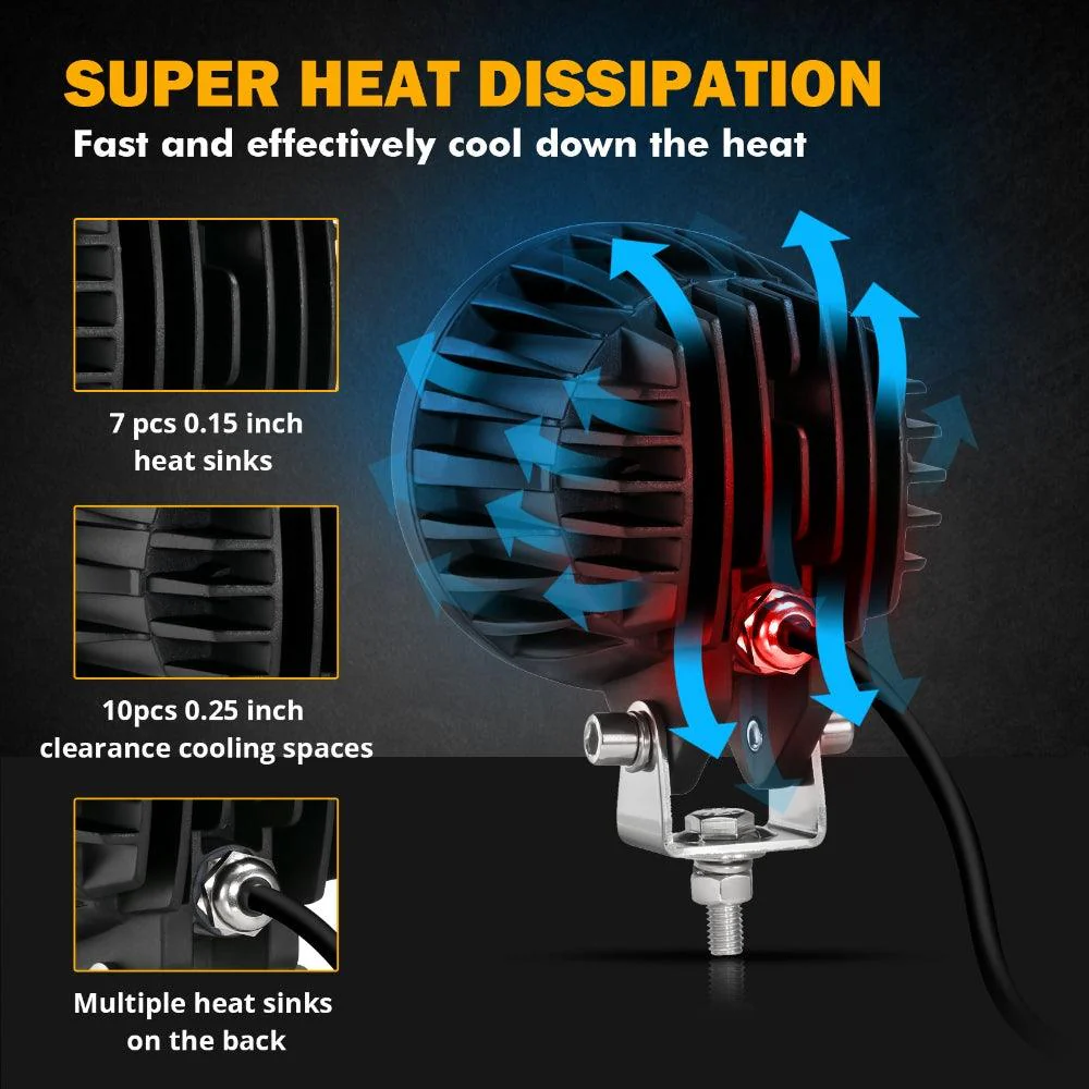 C4 Series | 4 Inch 100W Spot Round LED Pods Amber LED Driving Lights - Image 5